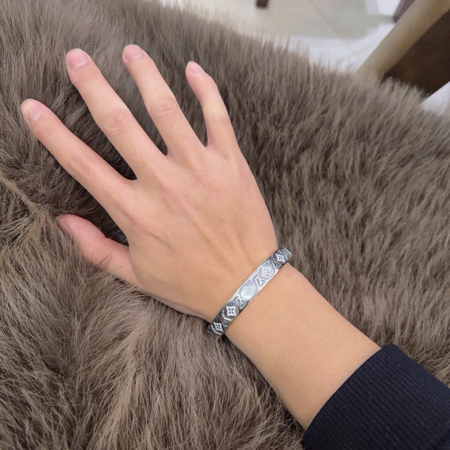 Louis Vuitton Silver Monogram Bracelet